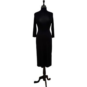 Rachel Zoe Jersey Stretch Knit Turtle Neck Midi Dress Black